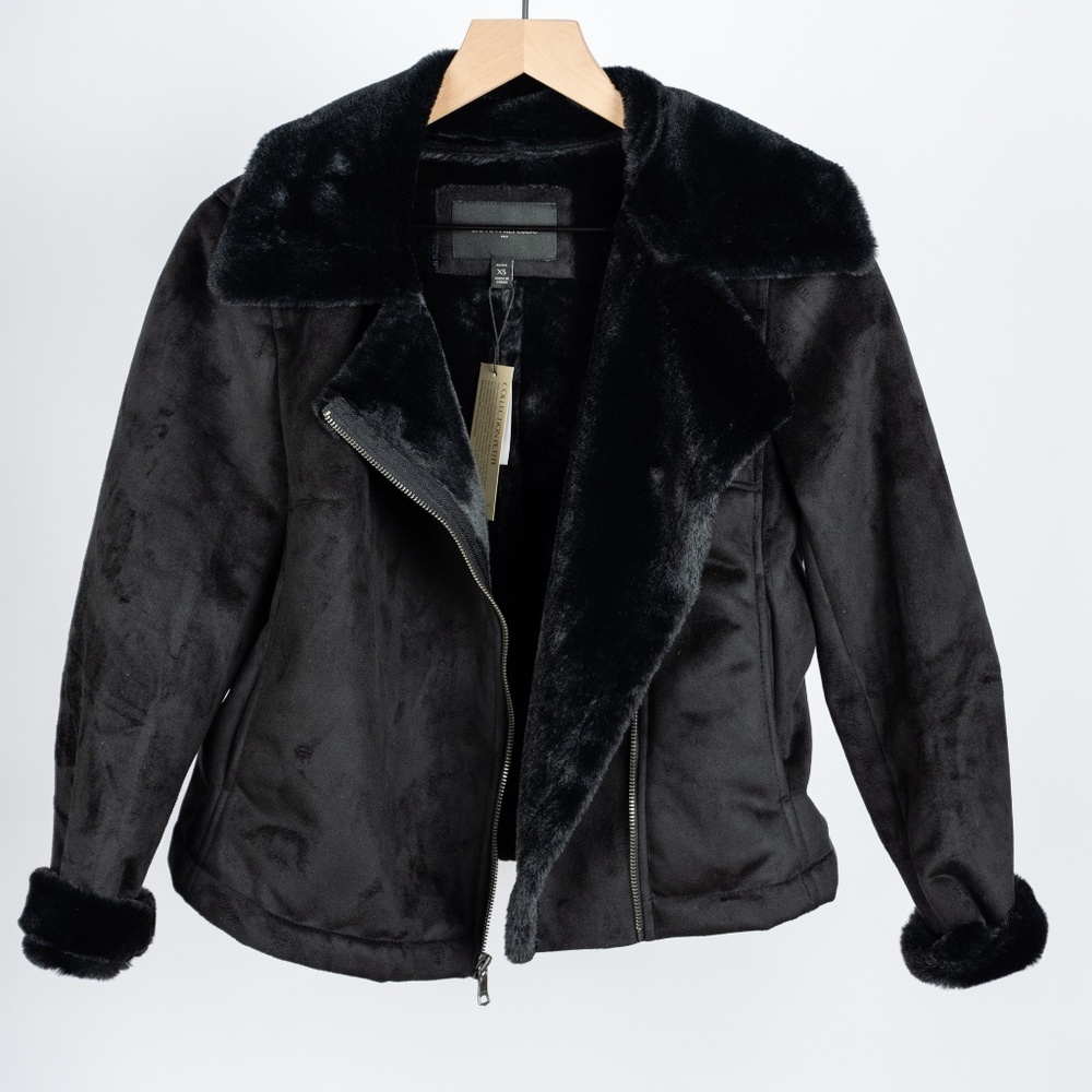 Banana Republic Cropped Faux Suede and Faux Fur Jacket NWT - Picture 2 of 4